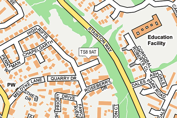 TS8 9AT map - OS OpenMap – Local (Ordnance Survey)