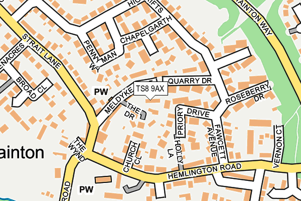 TS8 9AX map - OS OpenMap – Local (Ordnance Survey)