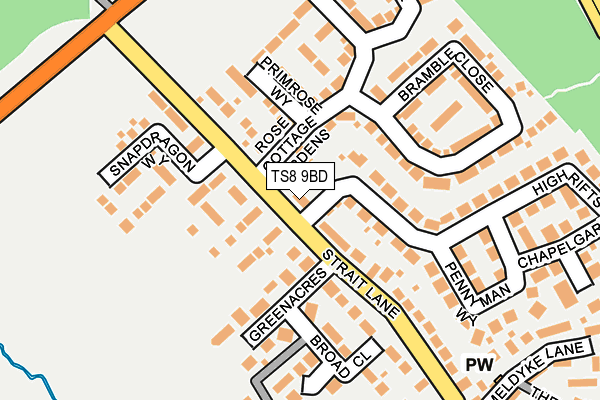 TS8 9BD map - OS OpenMap – Local (Ordnance Survey)