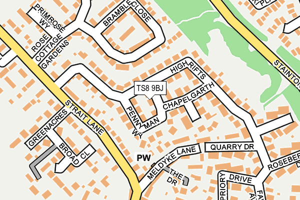 TS8 9BJ map - OS OpenMap – Local (Ordnance Survey)