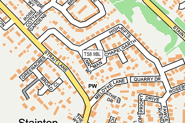 TS8 9BL map - OS OpenMap – Local (Ordnance Survey)