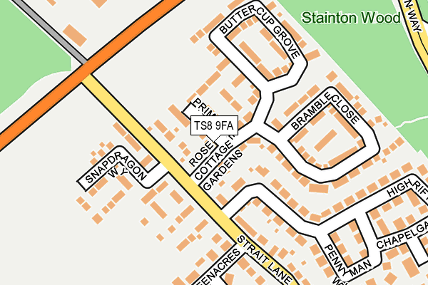 TS8 9FA map - OS OpenMap – Local (Ordnance Survey)