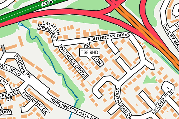 TS8 9HD map - OS OpenMap – Local (Ordnance Survey)