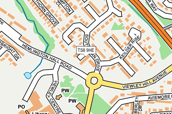 TS8 9HE map - OS OpenMap – Local (Ordnance Survey)