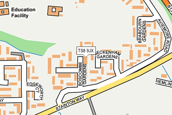 TS8 9JX map - OS OpenMap – Local (Ordnance Survey)