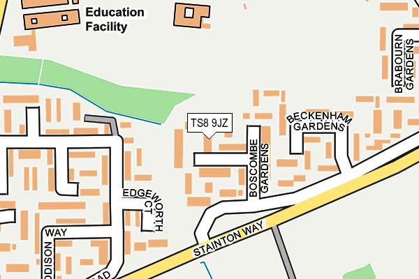 TS8 9JZ map - OS OpenMap – Local (Ordnance Survey)