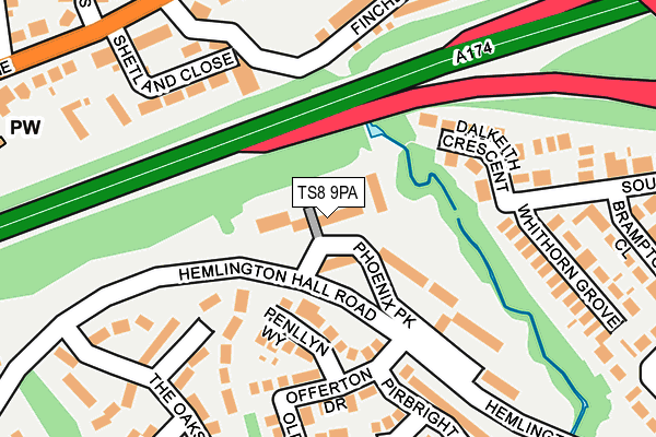 TS8 9PA map - OS OpenMap – Local (Ordnance Survey)