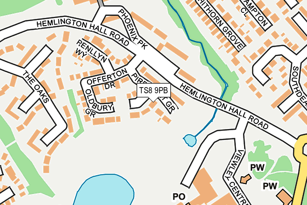 TS8 9PB map - OS OpenMap – Local (Ordnance Survey)