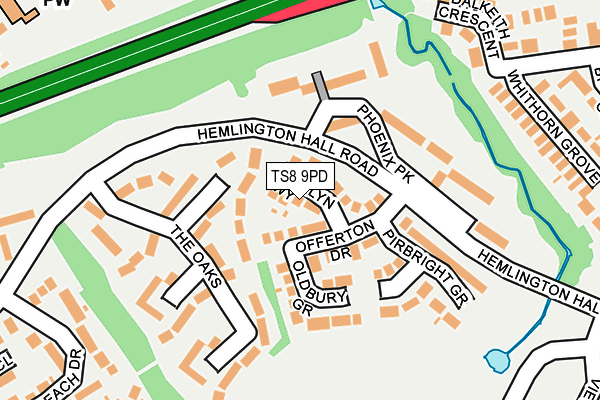 TS8 9PD map - OS OpenMap – Local (Ordnance Survey)