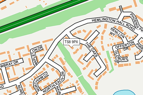 TS8 9PX map - OS OpenMap – Local (Ordnance Survey)