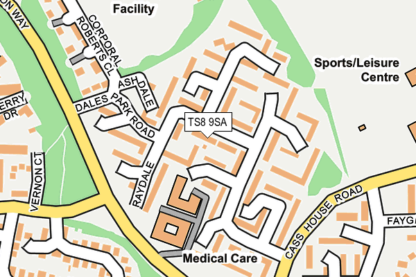 TS8 9SA map - OS OpenMap – Local (Ordnance Survey)