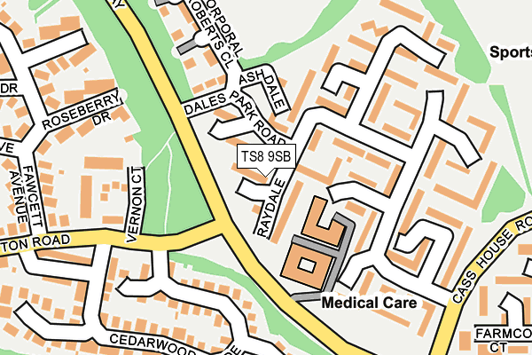 TS8 9SB map - OS OpenMap – Local (Ordnance Survey)