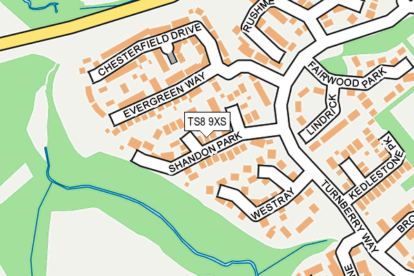 TS8 9XS map - OS OpenMap – Local (Ordnance Survey)