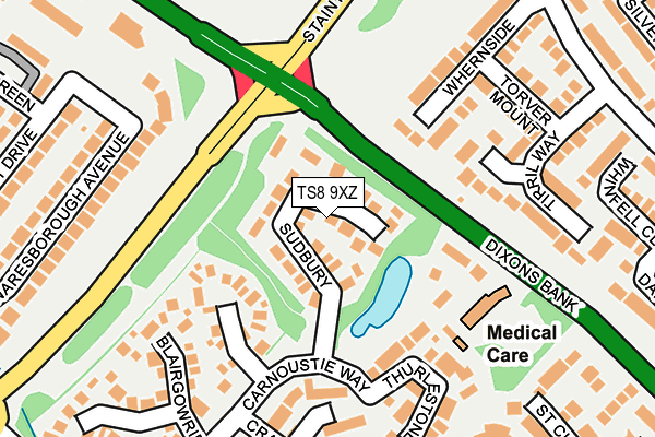 TS8 9XZ map - OS OpenMap – Local (Ordnance Survey)