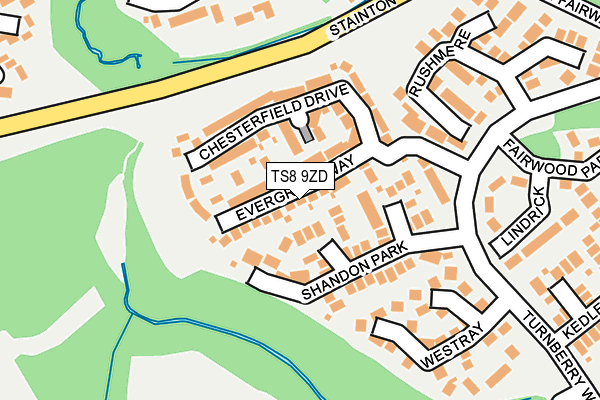 TS8 9ZD map - OS OpenMap – Local (Ordnance Survey)