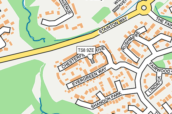 TS8 9ZE map - OS OpenMap – Local (Ordnance Survey)