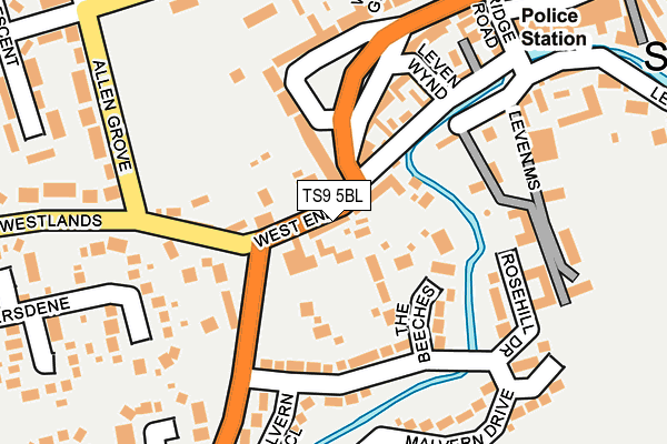 TS9 5BL map - OS OpenMap – Local (Ordnance Survey)
