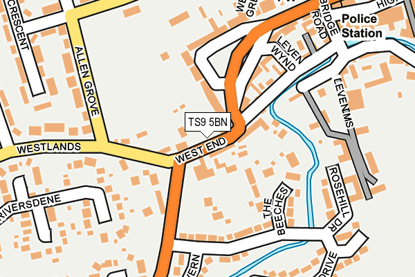 TS9 5BN map - OS OpenMap – Local (Ordnance Survey)