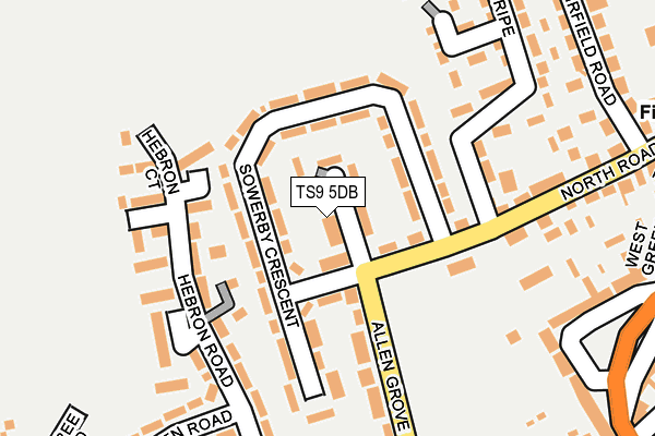 TS9 5DB map - OS OpenMap – Local (Ordnance Survey)