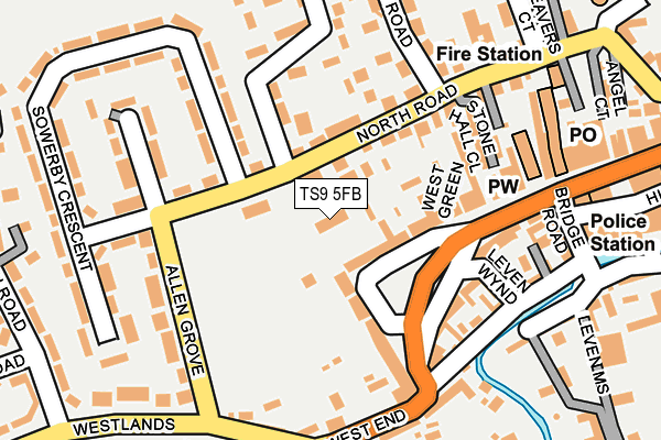 TS9 5FB map - OS OpenMap – Local (Ordnance Survey)