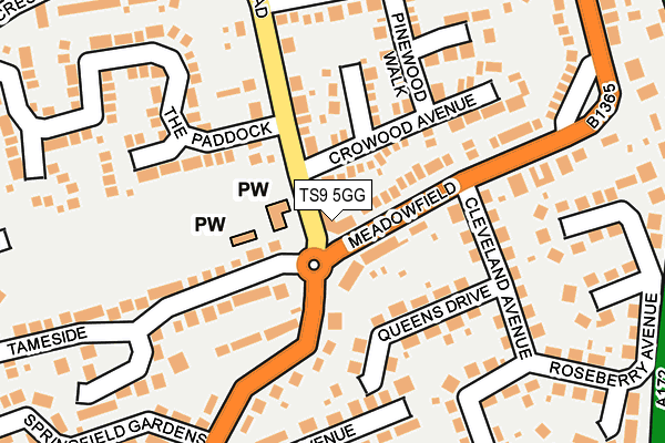 TS9 5GG map - OS OpenMap – Local (Ordnance Survey)