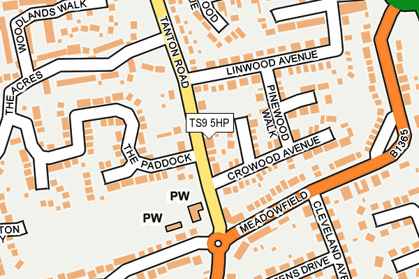 TS9 5HP map - OS OpenMap – Local (Ordnance Survey)
