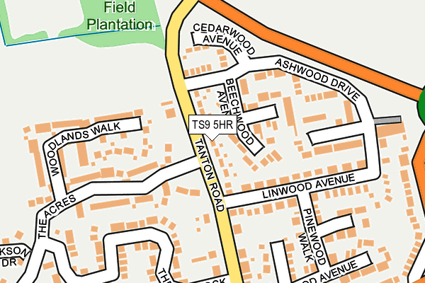 TS9 5HR map - OS OpenMap – Local (Ordnance Survey)