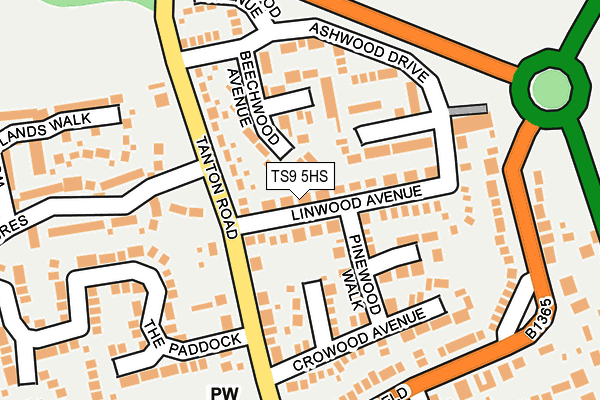 TS9 5HS map - OS OpenMap – Local (Ordnance Survey)