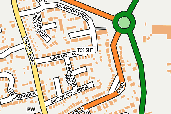 TS9 5HT map - OS OpenMap – Local (Ordnance Survey)
