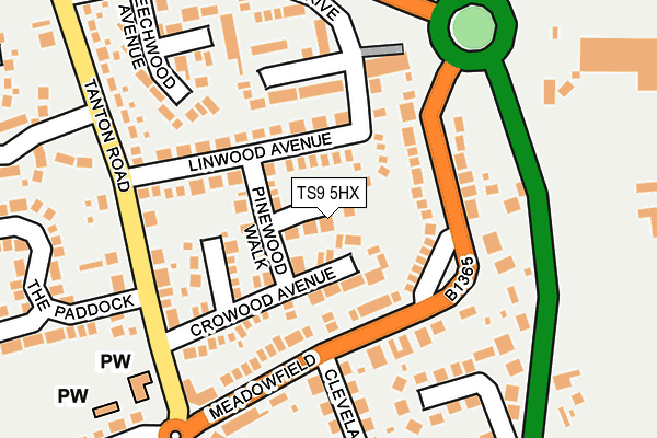TS9 5HX map - OS OpenMap – Local (Ordnance Survey)