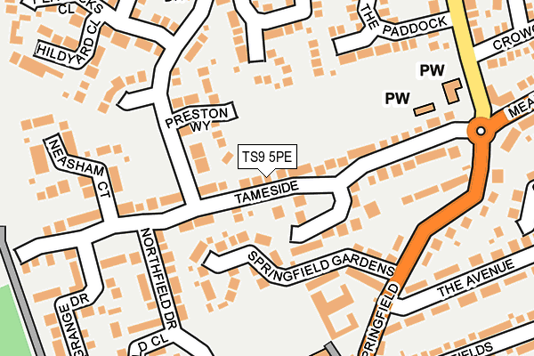 TS9 5PE map - OS OpenMap – Local (Ordnance Survey)
