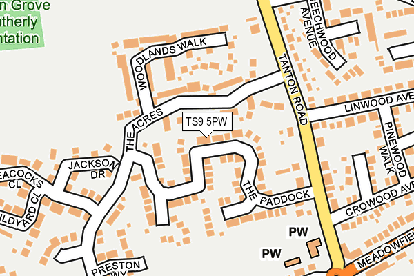 TS9 5PW map - OS OpenMap – Local (Ordnance Survey)