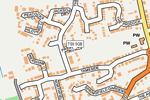TS9 5QB map - OS OpenMap – Local (Ordnance Survey)
