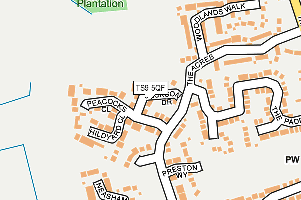 TS9 5QF map - OS OpenMap – Local (Ordnance Survey)