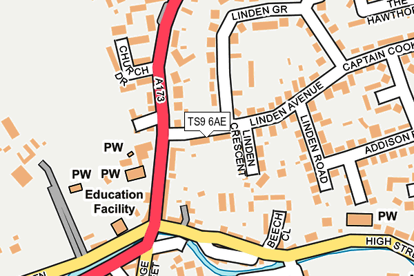 TS9 6AE map - OS OpenMap – Local (Ordnance Survey)