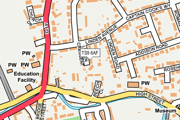 TS9 6AF map - OS OpenMap – Local (Ordnance Survey)