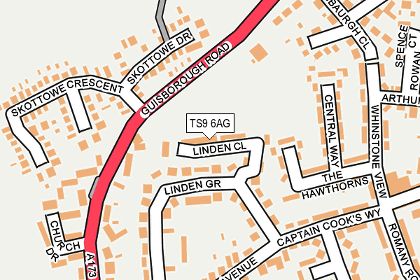 TS9 6AG map - OS OpenMap – Local (Ordnance Survey)