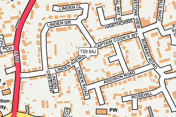 TS9 6AJ map - OS OpenMap – Local (Ordnance Survey)