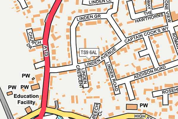 TS9 6AL map - OS OpenMap – Local (Ordnance Survey)