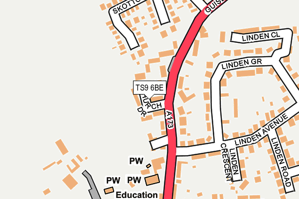 TS9 6BE map - OS OpenMap – Local (Ordnance Survey)