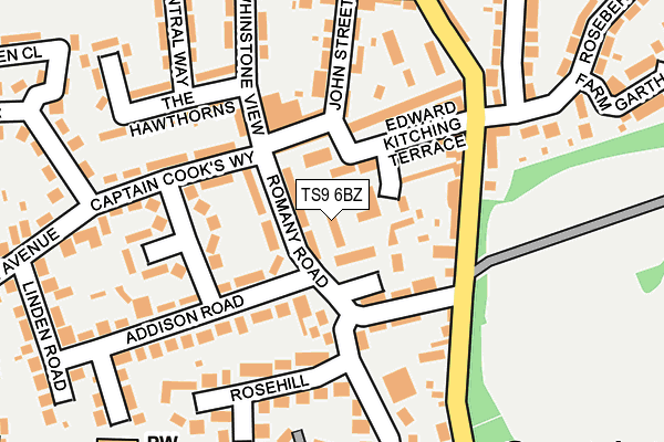 TS9 6BZ map - OS OpenMap – Local (Ordnance Survey)
