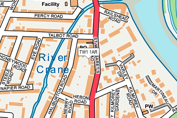 TW1 1AR map - OS OpenMap – Local (Ordnance Survey)