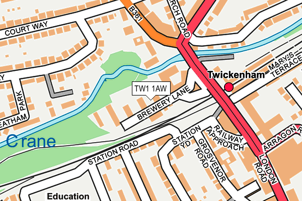 TW1 1AW map - OS OpenMap – Local (Ordnance Survey)