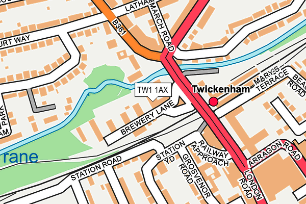 TW1 1AX map - OS OpenMap – Local (Ordnance Survey)