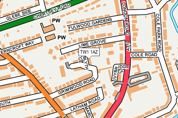 TW1 1AZ map - OS OpenMap – Local (Ordnance Survey)