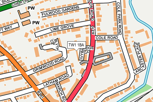 TW1 1BA map - OS OpenMap – Local (Ordnance Survey)