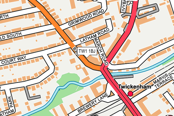 TW1 1BJ map - OS OpenMap – Local (Ordnance Survey)