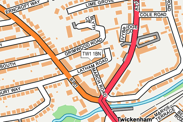 TW1 1BN map - OS OpenMap – Local (Ordnance Survey)