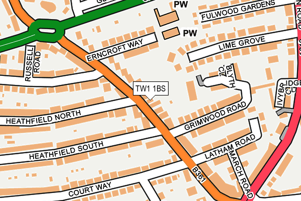 TW1 1BS map - OS OpenMap – Local (Ordnance Survey)
