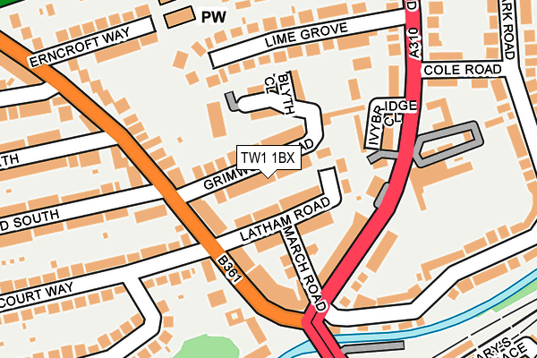 TW1 1BX map - OS OpenMap – Local (Ordnance Survey)